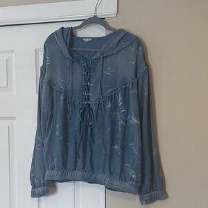 POL Lace up Hooded Top